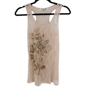 Forever 21 Y2K Lace Tank Top Women M Pink Romantic Coquette Fairy Grunge Vintage